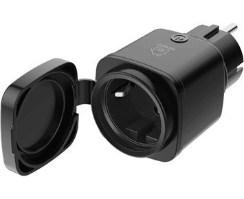 Deltaco Smart Outdoor Plug Energy Monitor Black - Smart Plug med Assistant-stöd för utomhusbruk