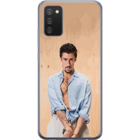 Kompatibel Mobilcover til Samsung Galaxy A02s Bad Bunny Super Bowl-inspireret grafik med NFL-trofæ og San Francisco-bro i sportdesign