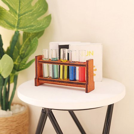 1Sett 1:12 Dukkehus Miniatyrfargeprøverør m/stativ modell Labo