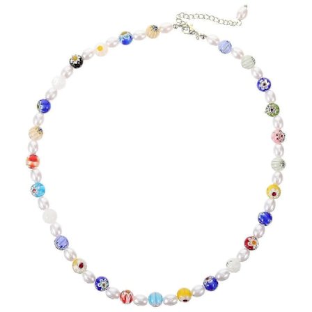 Halsband med pärlor för kvinnor, glaspärlhalsband, halsband med runda pärlor, halsband med konstgjorda pärlor