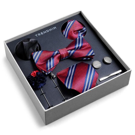 Suit Accessory Gift Box | Striped Red & Black Set for Men - Gift boxes