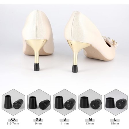 15 par hælbeskyttere (XS, S, M, L), sort og transparent