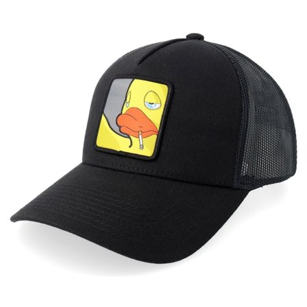 BOOM - Smoke Little Duck Patch Black A-frame Trucker Trucker Black Cap - @ Hatstore