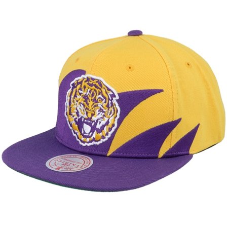 Mitchell & Ness - College Lilla snapback Caps - Louisiana State University Sharktooth Yellow/Purple Snapback @ Hatstore