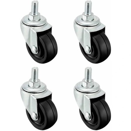 4-pack 40 mm gummihjul med M8 gängstång