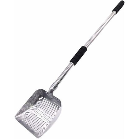 Kissanhiekkalaatikko Teleskooppikahva Pitkävartinen Metallinen Kissanhiekkalapio Lemmikkitarvikkeet (Musta Kahva)