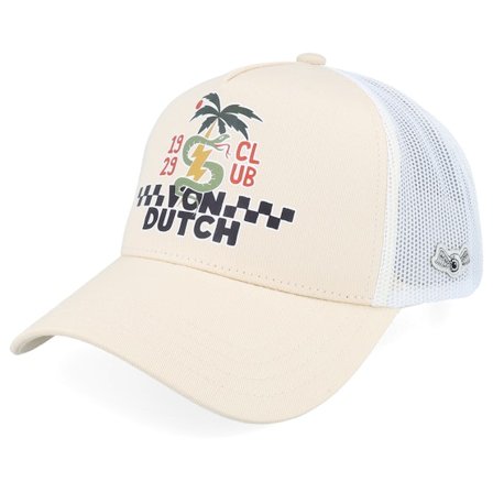 Von Dutch - Beige trucker Caps - Screen Print White/Beige A-Frame Trucker @ Hatstore