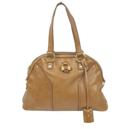 Yves Saint Laurent Vintage Pre-owned Läder axelremsvskor brun, Dam Vintage Väskor, Dam, Storlek: ONE SIZE