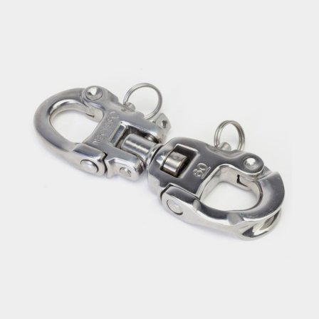 Gancho de escota doble Seldén Double Snap Shackle Lead 60, Ø6 mm, 17.3 mm / 16 mm, acero inoxidable, ojo giratorio