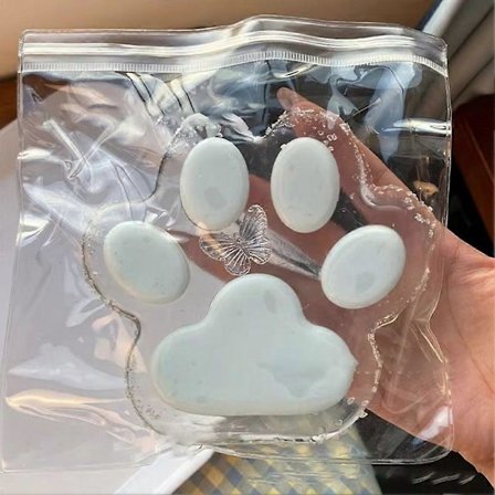 5-tommers Stor Katt Pote Squishy Leke, Kawaii FuFu Squishies, Sticky Jelly Kitty Pote Klem, Stressavlastende Klemmeleke for Barn & Voksne