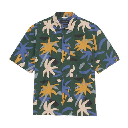 Marc O'Polo, THE ART Edition short-sleeved shirt Groen, Heren, Maat:L