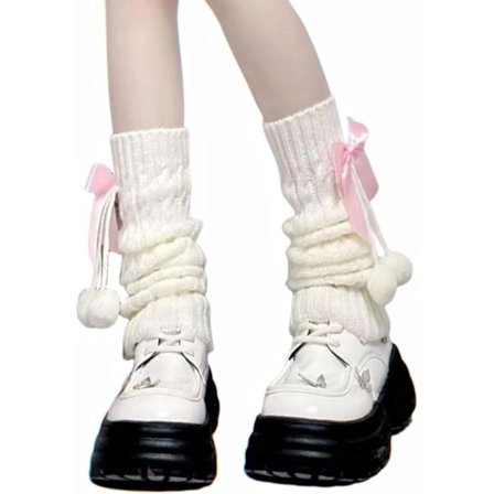 Lange Lolita Harajuku benvarmere til kvinder - Japanske uldkabelstrikkede lårhøje løse sokker, perfekte til Kawaii Street Fashion & Cosp