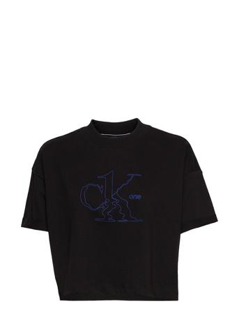 Roll Up Sleeve Boxy Tee Black Calvin Klein Jeans