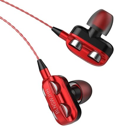 Kablet headset, øretelefoner 3,5 mm kablede øretelefoner RØD