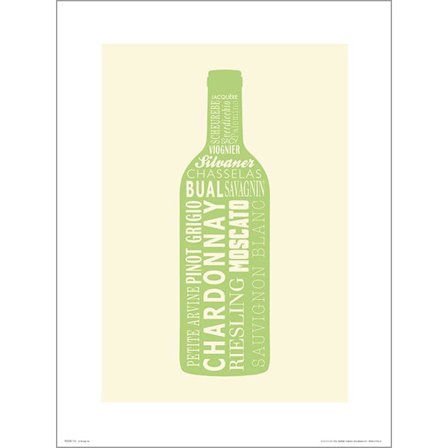 Exklusivt Art Print - Wine bottle White -Vitt vin, flaska