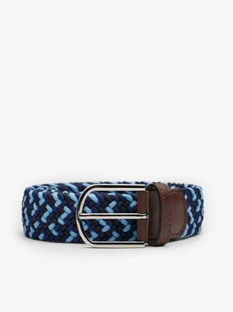 John Henric Men's Blue & Light Blue Braided Belt Size 90