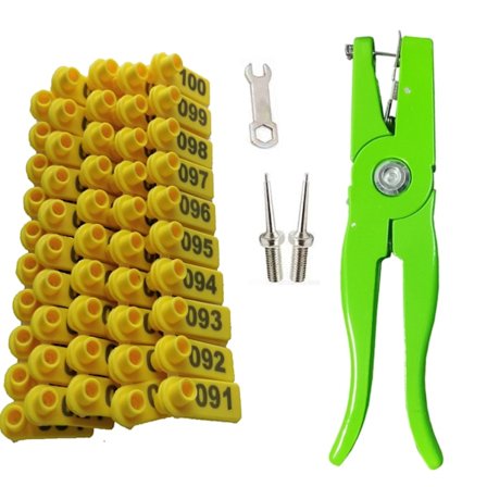 Øremærketang Øremærke får Markør Applikator 001-100 Øremærker til Gedeidentifikationssæt Øremærkesætter - gul