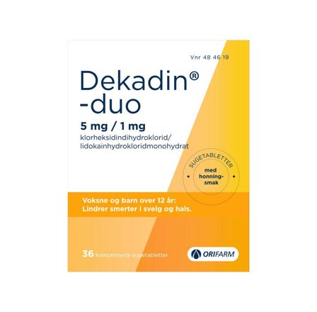 Dekadin-duo 5 mg/1mg sugetabletter med honningsmak 36 stk
