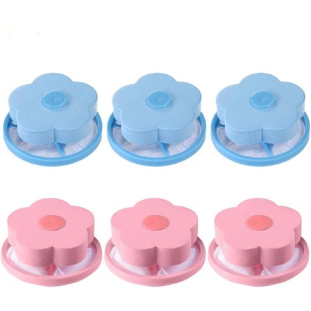 6 genanvendelige netposer til vaskemaskine til fjernelse af hår og fnug