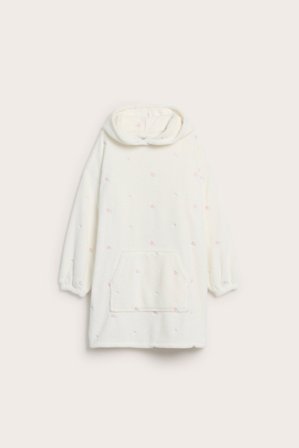Kappahl | Bluza z kapturem, z polaru, z haftem | Offwhite