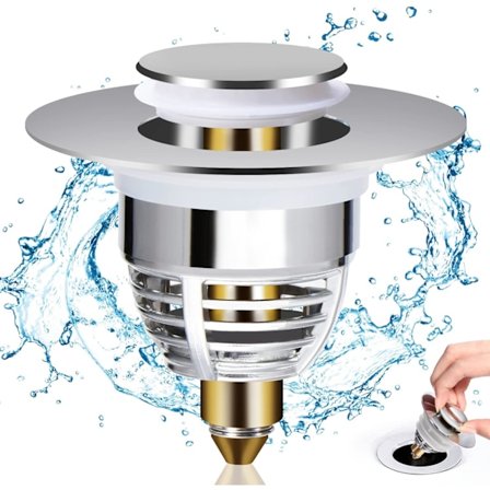 Universell vaskeutløp, pop-up vaskepropp kjøkken, vask (32-42mm avløpshull)