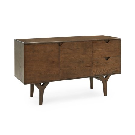 Roots Sideboard, 132x75cm in Geräucherte Eiche, modernes zeitloses Design, stilvolle Aufbewahrung mit dreieckigen Details, schlicht und elegant.