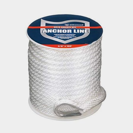 Ankerlijn met roestvrij stalen kous Attwood Solid Braided MFP Anchor Line with Thimble, gevlochten nylon, Ø9.5 mm (3/8"), 30 meter, wit