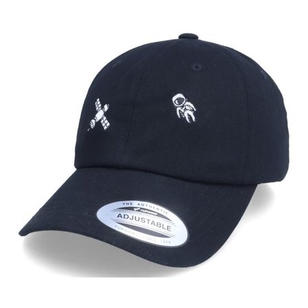 Abducted - Svart unconstructed Keps - Tiny Satellite Astronaut Scenery Black Dad Cap @ Hatstore