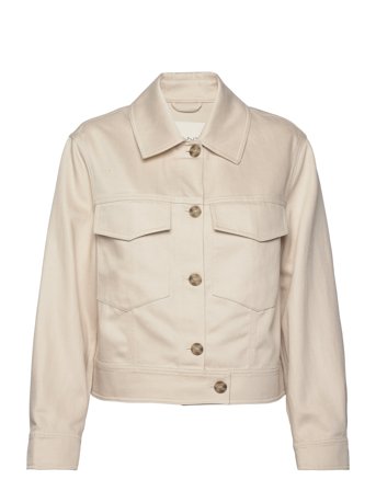 Cropped Linen Blend Jacket Cream GANT