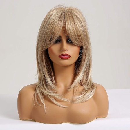 Lyseblonde parykker til kvinder, skulderlang, naturlige krøllede parykker til daglig brug, føles som ægte hår