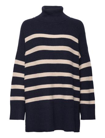 Shadow Knit Stripe Kilpikonnakaulus Poolopaita Navy Moshi Moshi Mind