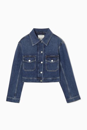 COS Women's Cropped Denim Jacket in Blue