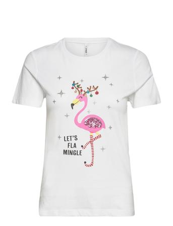 Onlyrsa Christmas S/S Top Box Jrs White ONLY