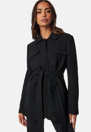 Happy Holly - Bouclé Shacket - Black - Kläder - - Bubbleroom