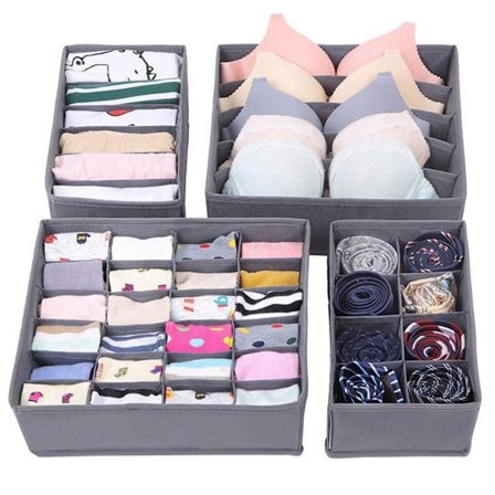 4st Grided Underwear Låda Organizer Box Stor Kapacitet Garderob Förvaringslåda för trosor BH Strumpor