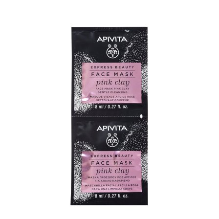 APIVITA Express Beauty - Viso Maschera Viso Detersione Delicata con Argilla Rosa 2x8ml - Maschera Purificante viso