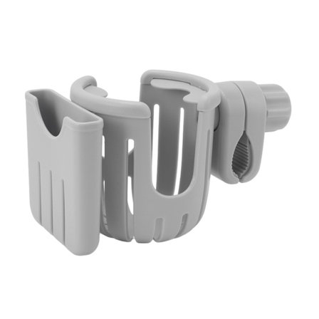 2 i 1 Universal Barnevogn Kopholder med Telefonholder Grå Multifunktionel Flaske Drikkevareholder