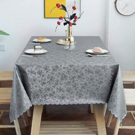 Vattentät vinylbordsduk, rektangulär kraftig bordsduk, avtorkningsbar bordsduk för kök och matsal (grå, 52" X 70"")"