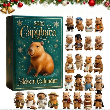 Capybara Julekalender 2025, 2D Akryl Capybara Ornamenter Juledekoration, 24 Dages Julekalender Nedtælling