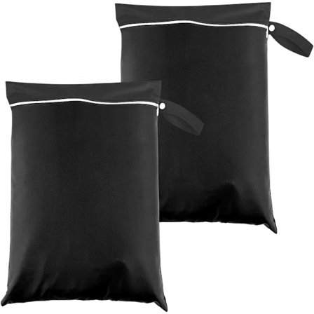 Vandtætte vaskeposer til rejser, sæt med 2 store 30x40cm sorte badetøjstasker