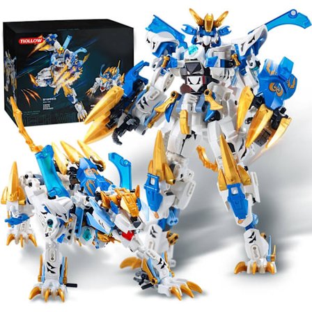 Mecha Byggklossar Leksaker 2in1 Djur Transformerande Robot Byggsats med Vit Tiger Samlarleksaker Present (515 Bitar) (Vit Tiger)