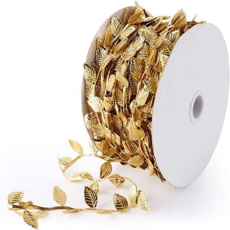 Gull Bladfransbånd, Kunstig Vinranke Bladfransbånd Tau Rull for Kranslaging, Girlander, Gaveinnpakning, Bryllup, Jul