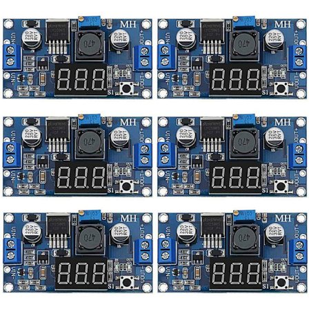 6 x Justerbar LM2596S DC-DC Nedkonverterare, Spänningsregulator, Strömförsörjningsmodul, 36V, 24V, 12V till 5V, 2A