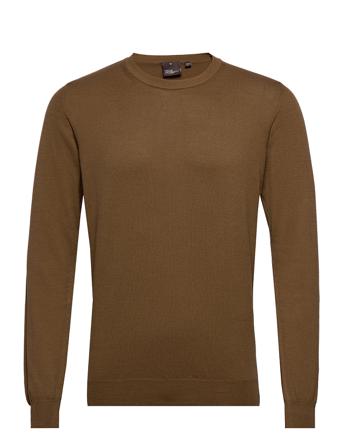 Custer Roundneck Strikkegenser M. Rund Krage Brun Oscar Jacobson
