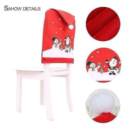 Jul Snöflinga Snögubbe Stol täcker Jultomten Stol Cap Ryggdekor