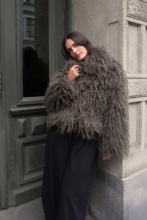 NA-KD Veste en fausse fourrure bouclée - Manteaux en fausse fourrure - Vert - EU 44