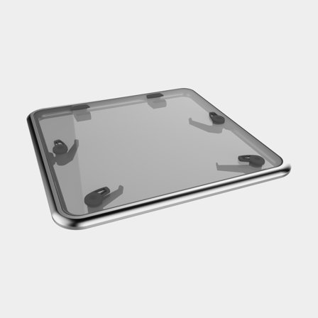Decksluke Lewmar Medium Profile 77, mit Reibungsscharnier, 180°, 699 x 699 mm (Ausschnittmaß), 770 x 770 mm (Außenmaß), silber/grau - Boot