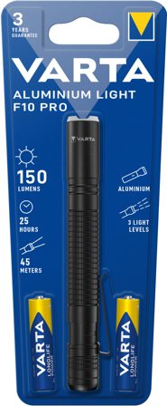VARTA Aluminium Light F10 Pro flashlight, inc. 2x AAA