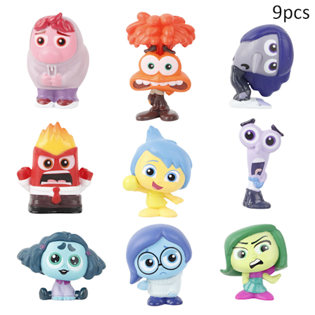 9 stk. Disney Innsiden Ut 2 Anime Figurer Actionfigurer Frykt Avsky Dukker Samling Modell Leketøy Barn Gave