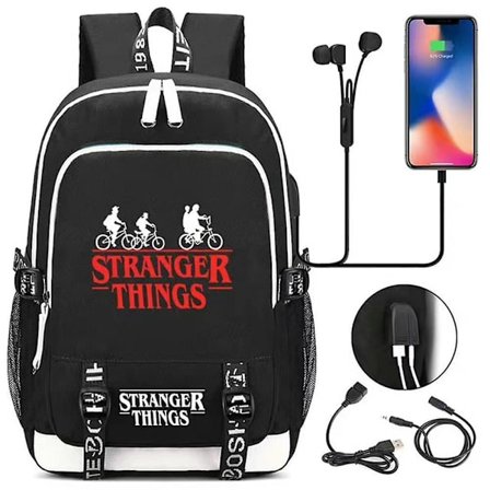 Stranger Things Kids Boys Gils Large-capacity School Bag Usb Charging Backpack Rucksack